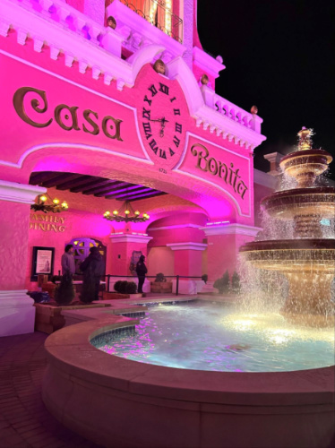 Exterior view of Casa Bonita at night