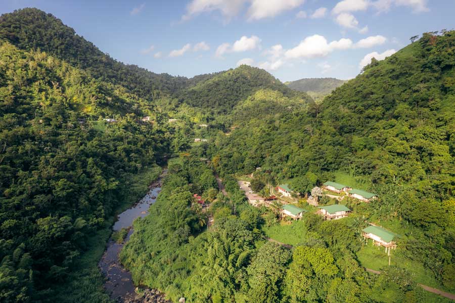 Aerial view of the Casa Grande Mountain Retreat in Puerto Rico