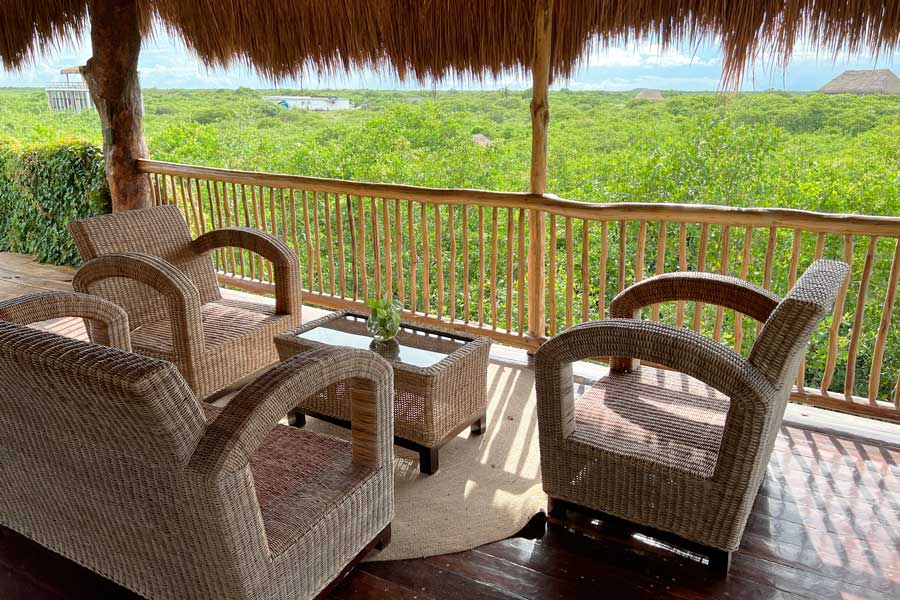 Chairs from a balcony with a view in Casa Teka