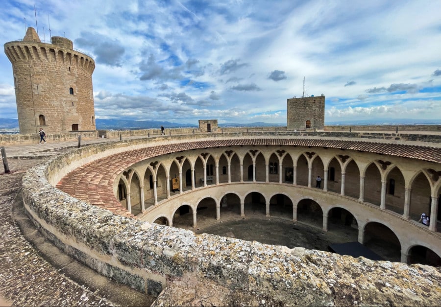 Tower and skyline view from the top of Castell de Bellver