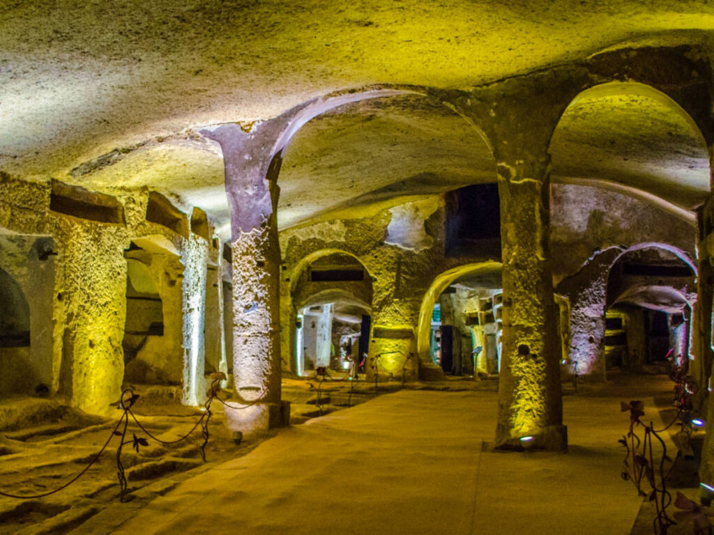 View inside the Catacombs of Saint Gennaro