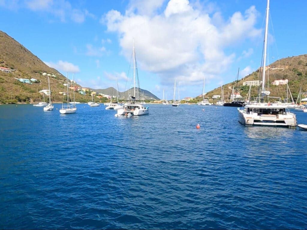 Boats on the blue water used for Catamaran sailing