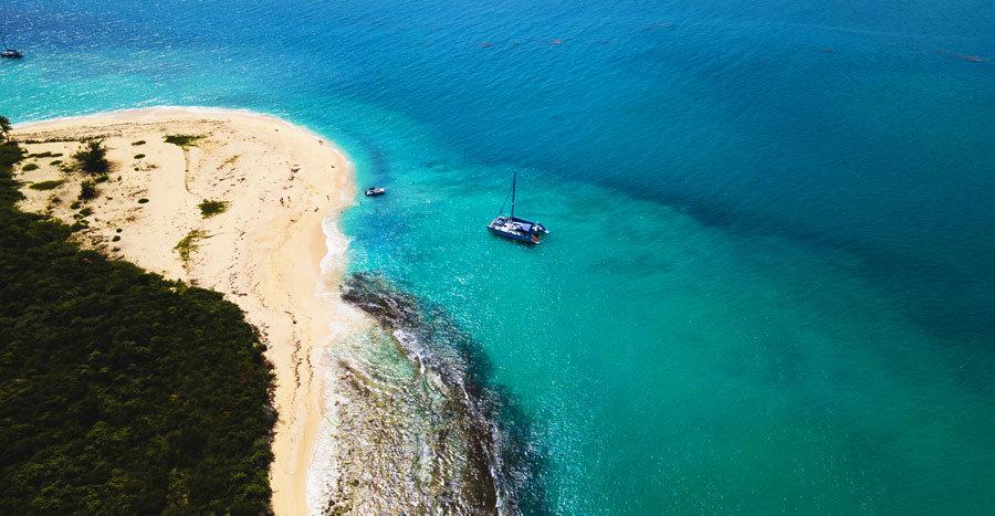 Aerial view of an isolated beach in Icacos