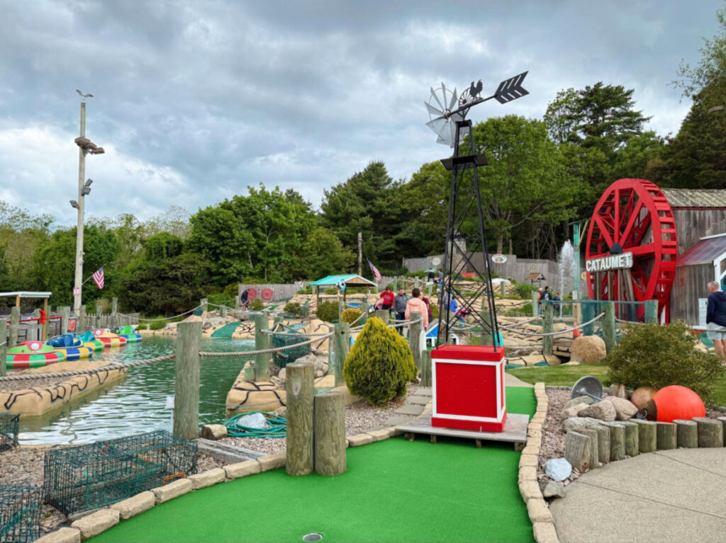 View of the mini-golf course and bumper boats at Cataumet Light