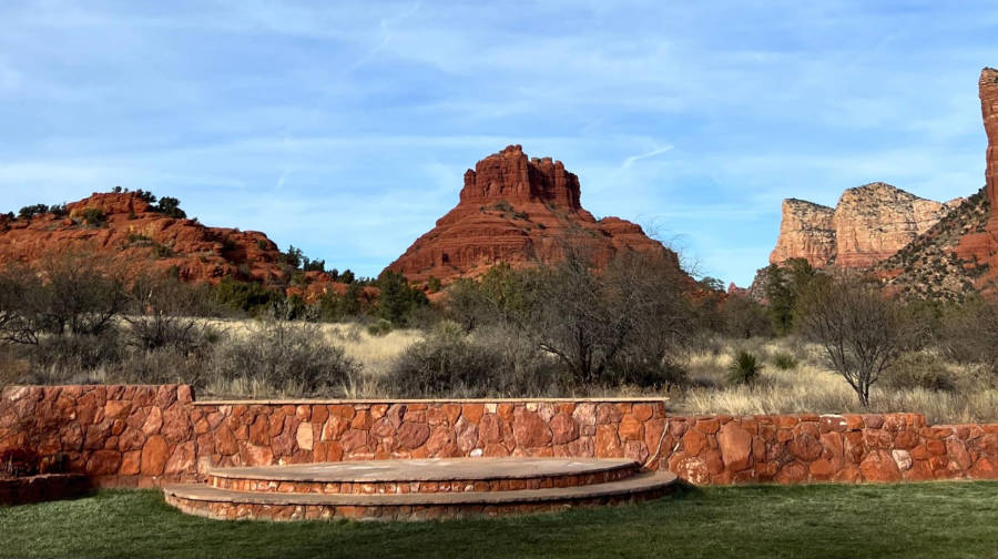 Scenic view at the Cathedral Rock and Bell Rock in Sedona