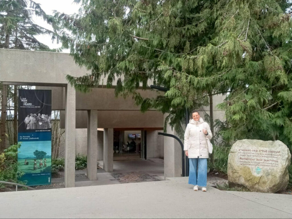 The author Catherine outside UBC’s Museum of Anthropology