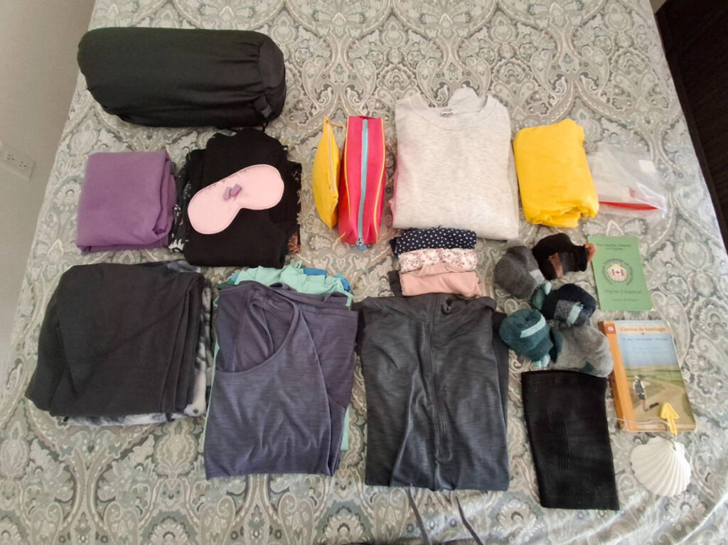 The author's clothes and other items that she will bring during the trip