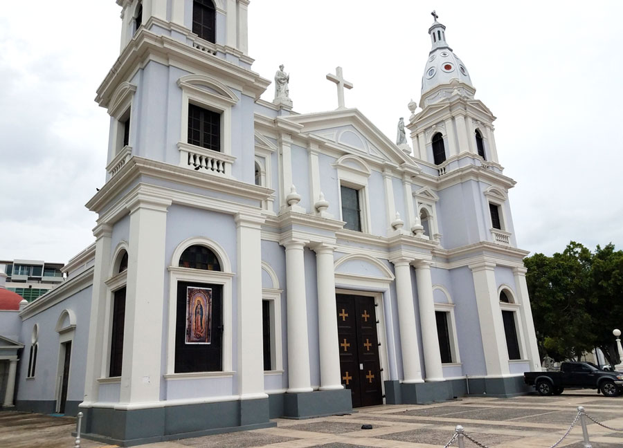 View of a Catholic Church from the outside in Ponce