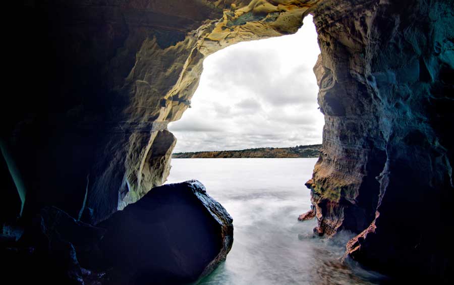 View from the inside of a sea cave in La Jolla