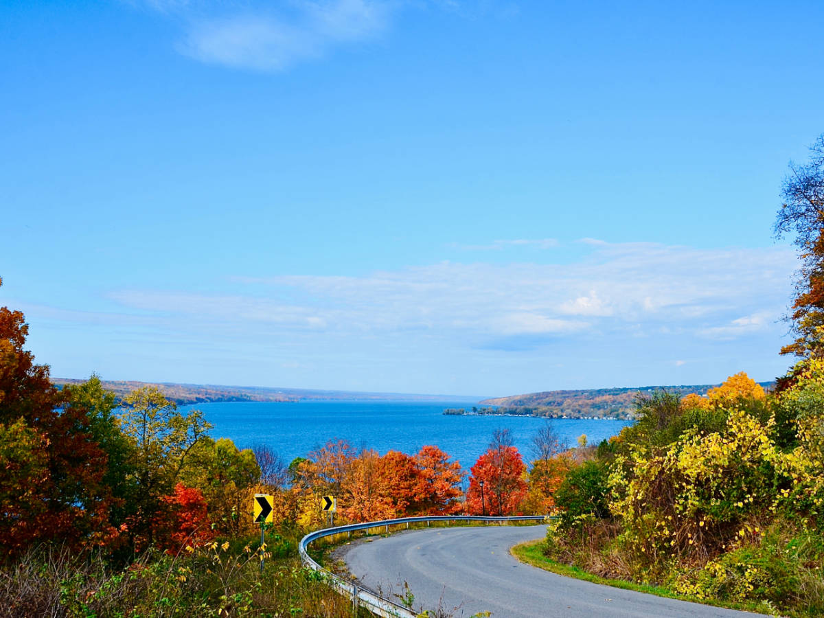 Scenic view at the Cayuga Lake during autumn season