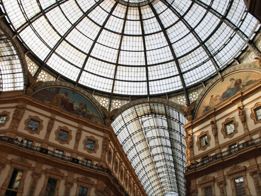 View of the majestic ceiling of the Galleria Vittorio Emanuele II