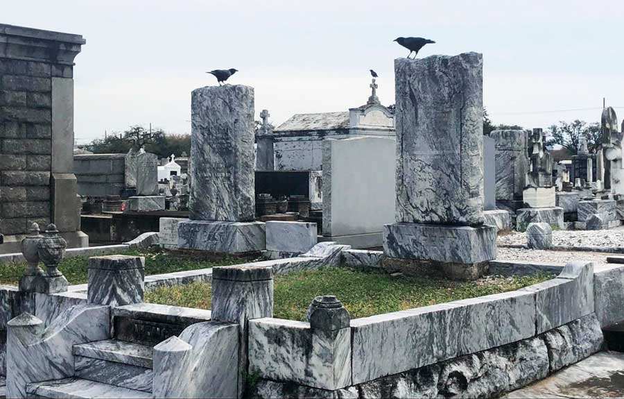 View of the graveyards at a cemetery