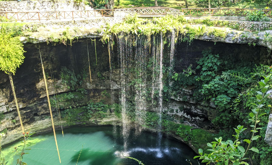 View of the empty Cenote Saamal