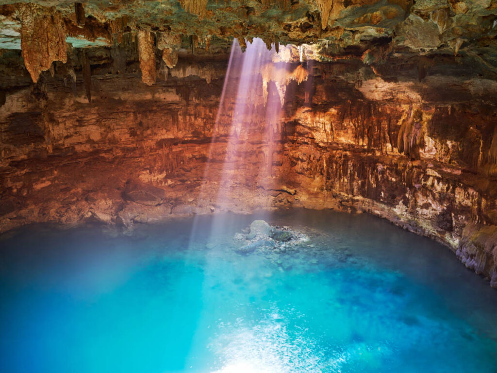 Scenic view of the sinkhole in Cenote Samula