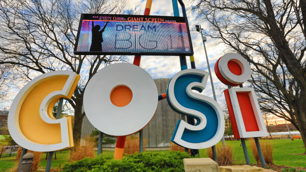 The Center of Science and Industry signage at the entrance