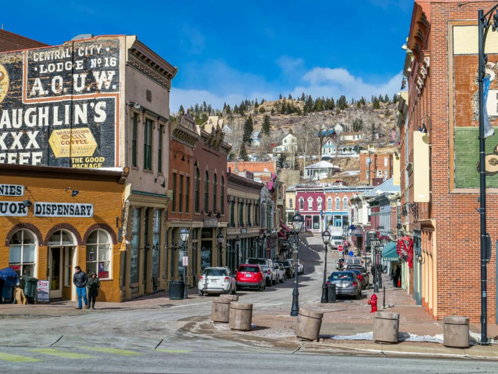 View of the buildings around the Central City in Colorado