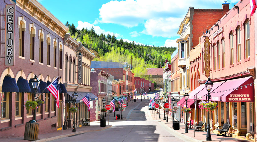 View of the Central City Downtown and some small shops in it