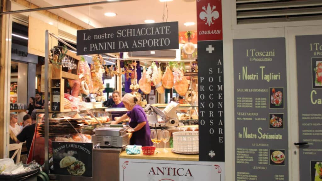 View of a store at the Central Market in Florence