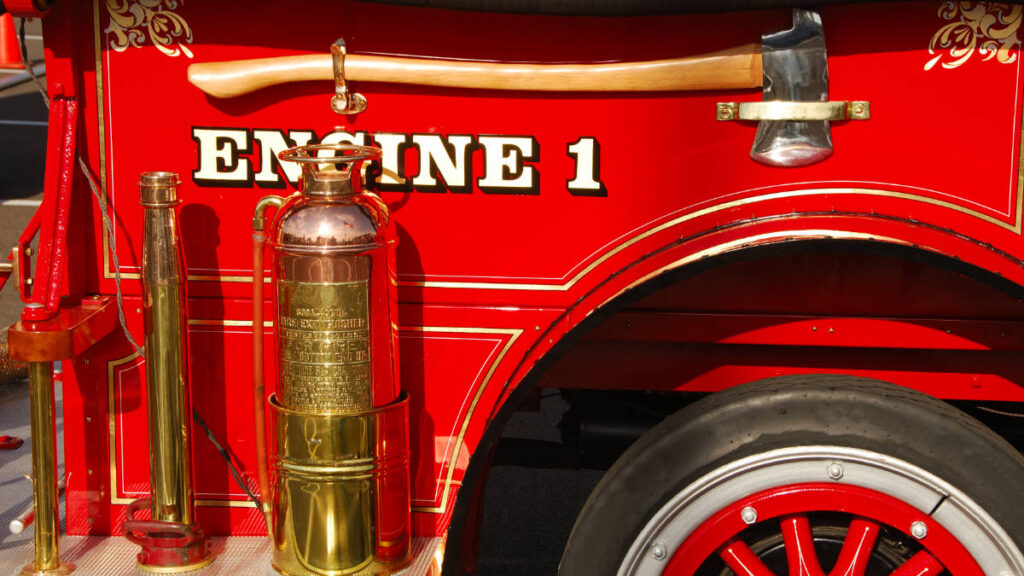 A vintage fire engine displayed in Central Ohio Fire Museum
