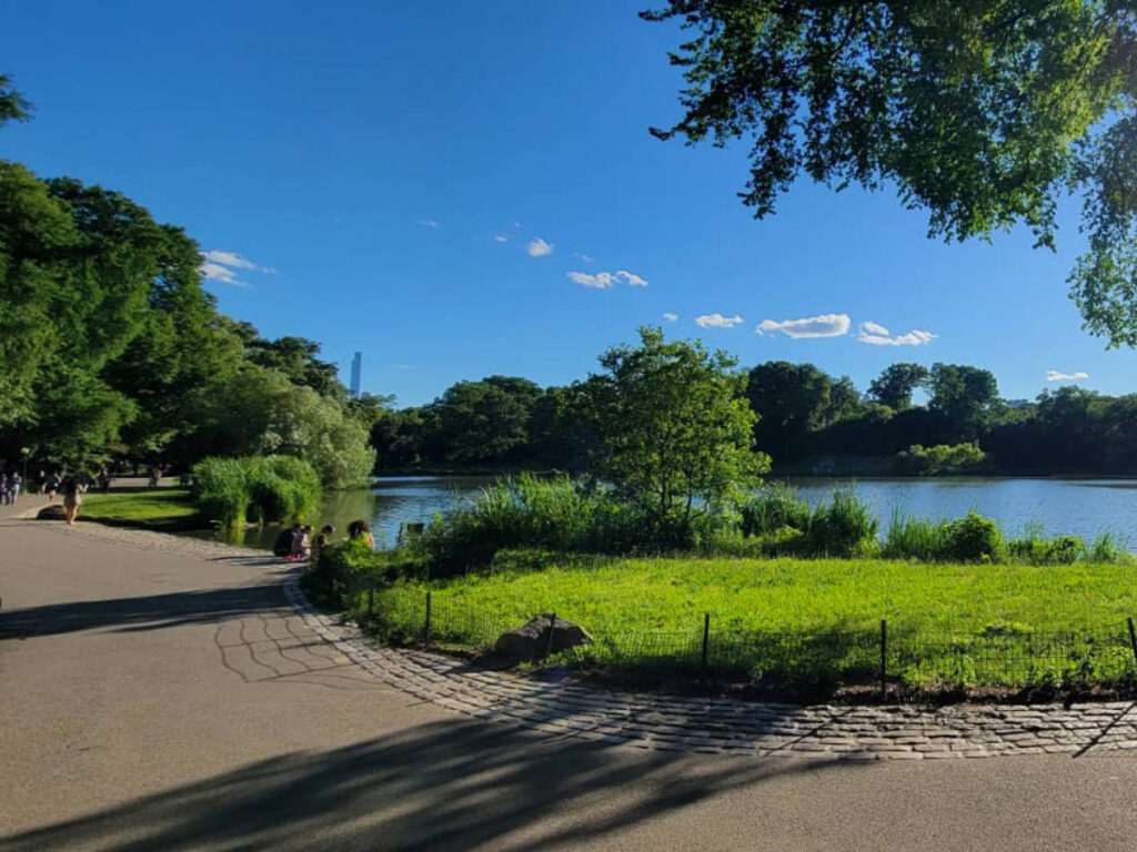 View of Central Park near the 110th Street Entrance on a sunny day
