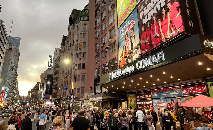 View of a theater in the crowded Centro Buenos Aires