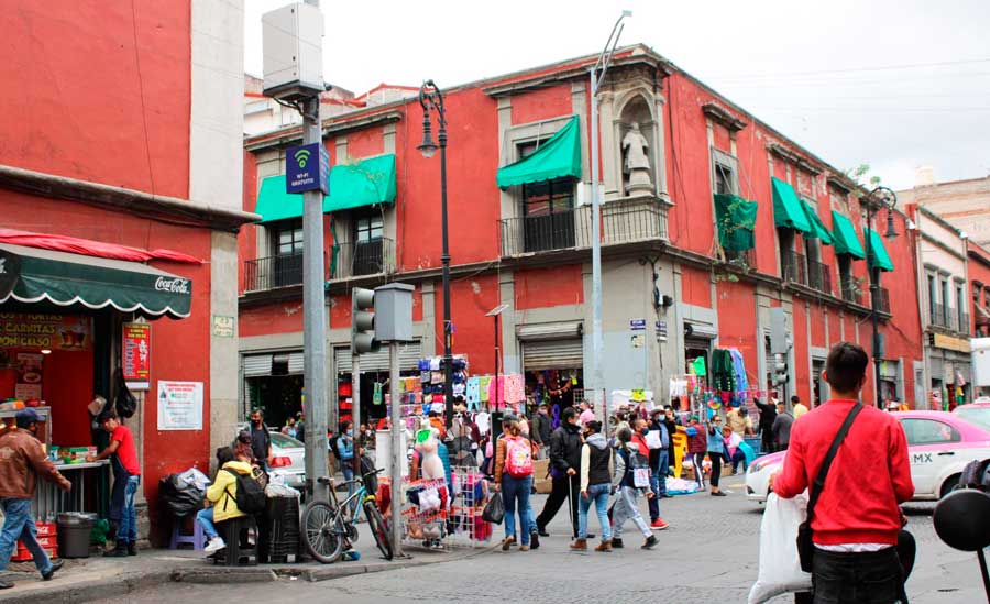 View of people on the busy Centro Historico