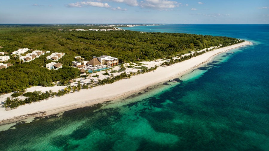 Aerial view of the Chable Maroma Beach