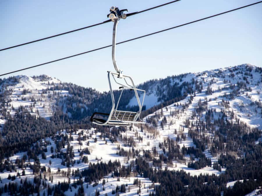 An empty chairlift at a Utah ski resort