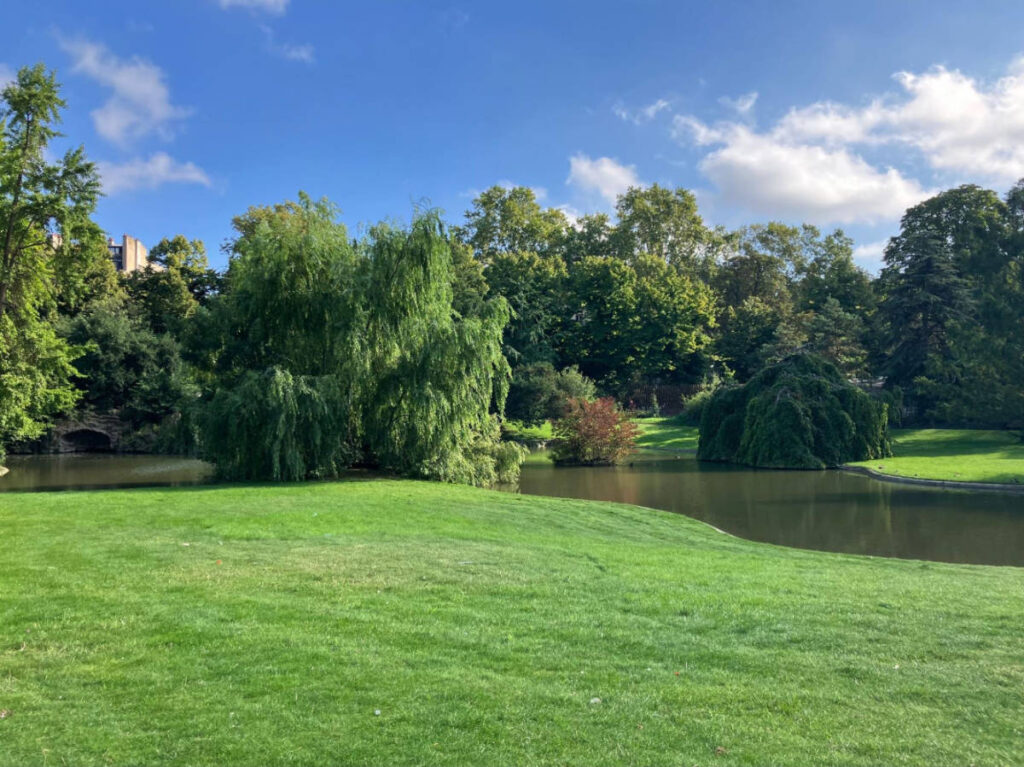 Blue sky over the Champs de Mars Park at morning