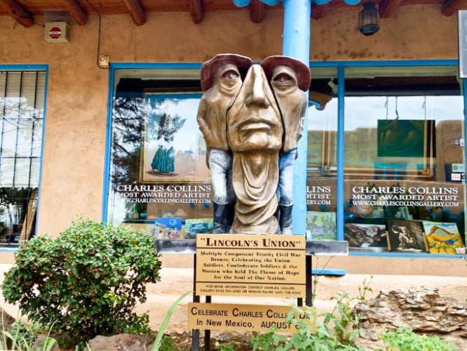 View of the Lincoln's Union statue at the Charles Collins Gallery in Taos