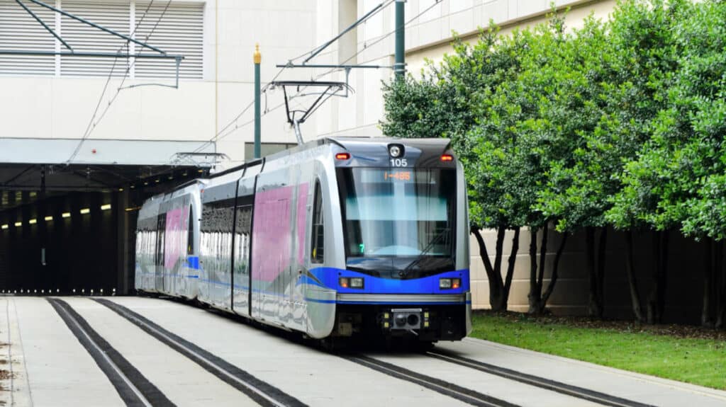 View of a Charlotte Light Rail system train