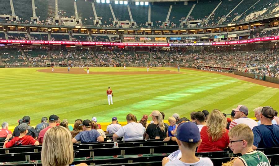 People watching a baseball game in Chase Field