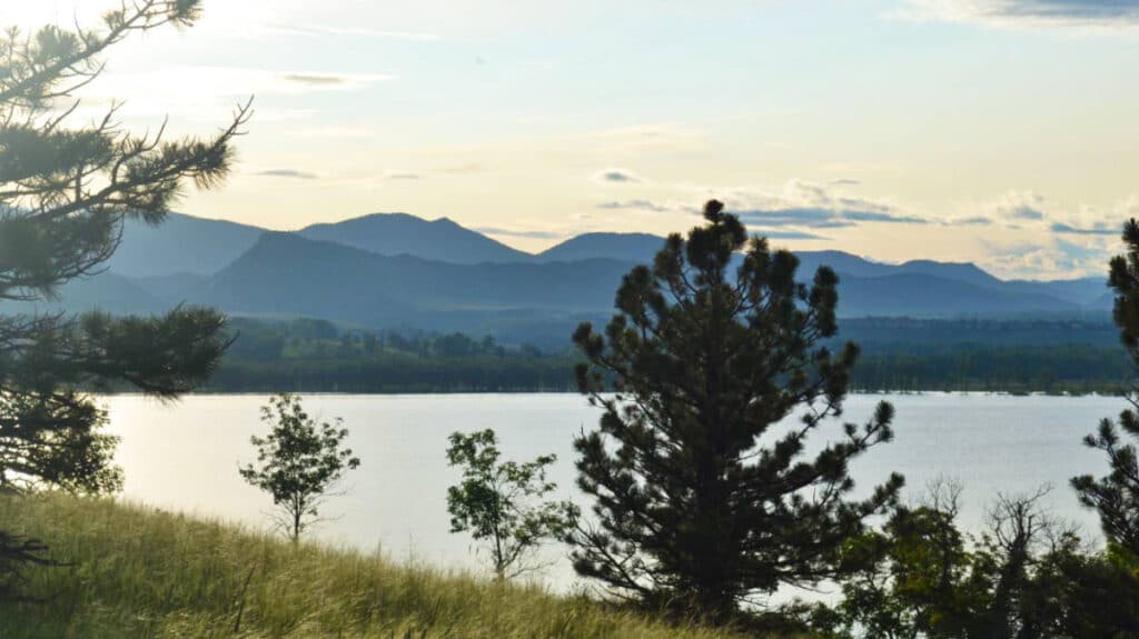 Sunset view of the scenic landscape of Chatfield State Park