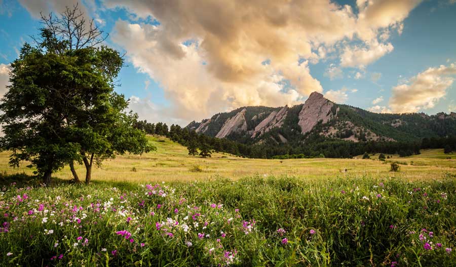 Scenic view from Chautauqua Park during sunset