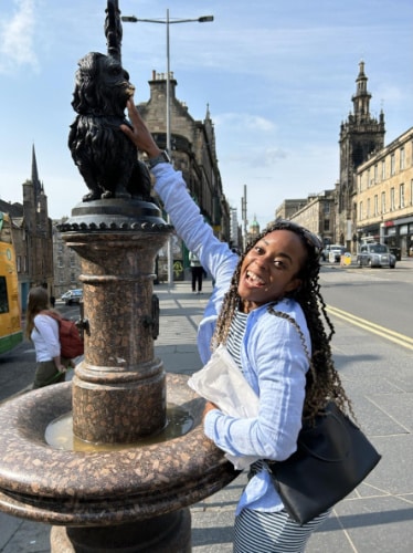 Chelsea Booker posing for a photo in Edinburgh, Scotland