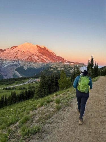 Chelsea Booker during her hike at the Mount Rainier National Park