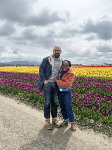 Chelsea Booker with her husband at the Mount Vernon in Washington