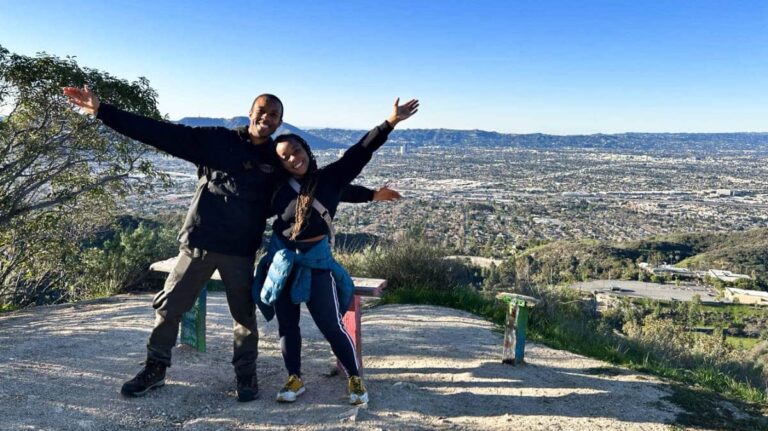 The author Chelsea Booker and her brother, posing at Wildwood Canyon Park