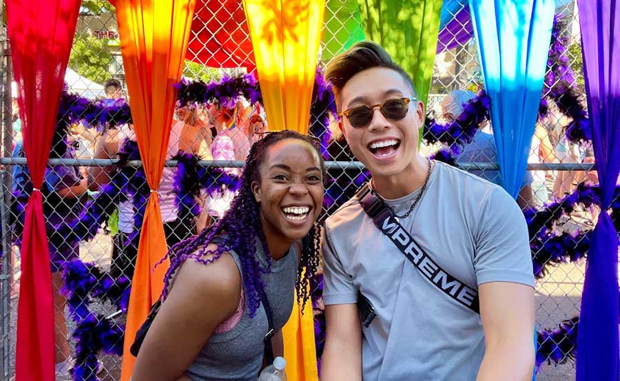The author with her friend attending the pride celebration