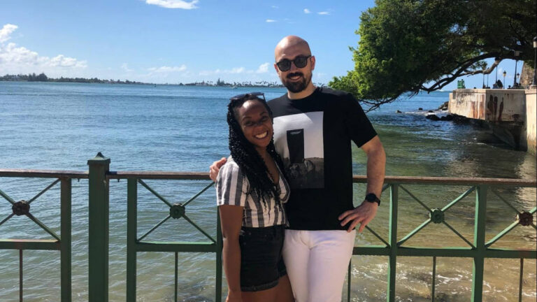 The author Chelsea Booker and her husband in Puerto Rico