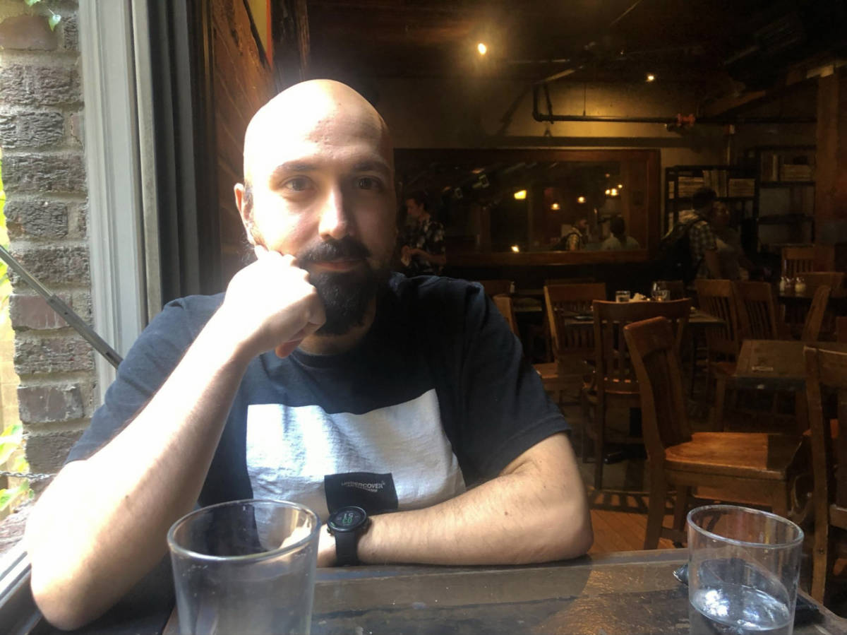 The author's husband at the Alibi Room