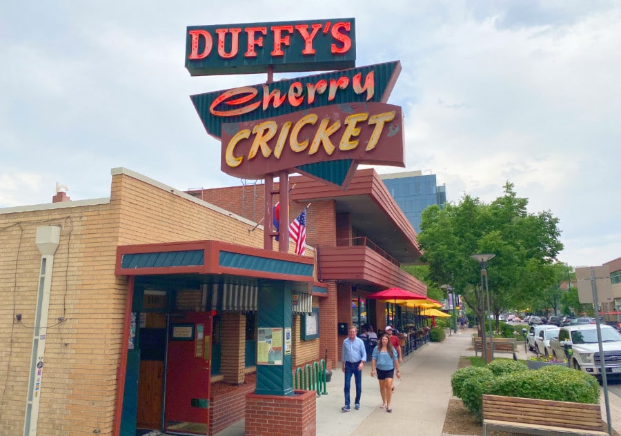 View of the sign at the Cherry Cricket 