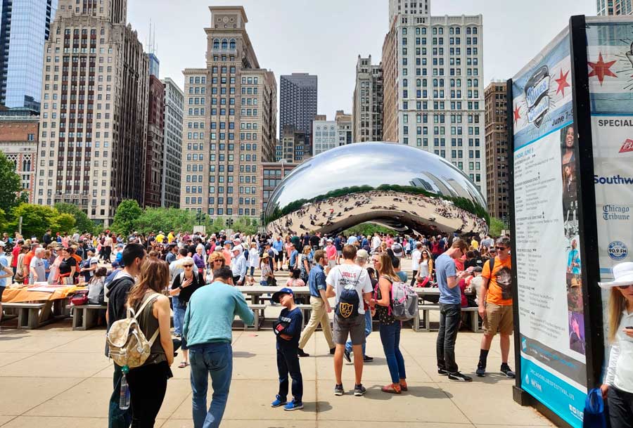 People in the Millennium Park for the Chicago Blues Festival