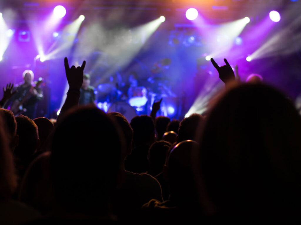 People enjoying the rock and punk music
