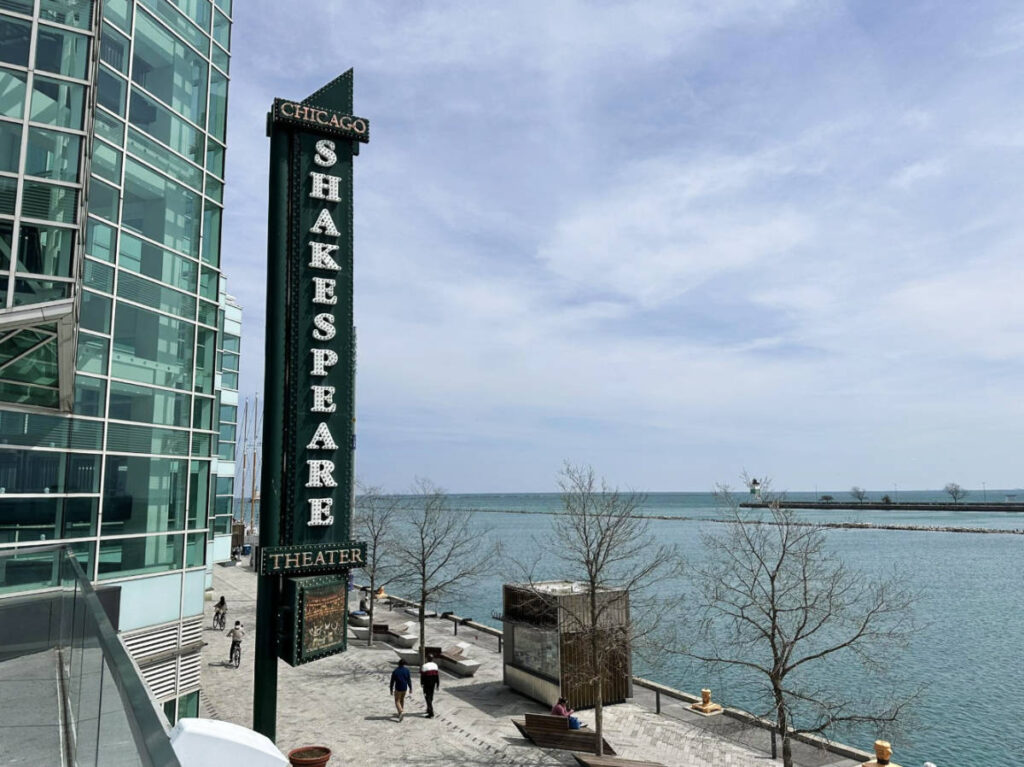 The Chicago Shakespeare Theater signage from the outside