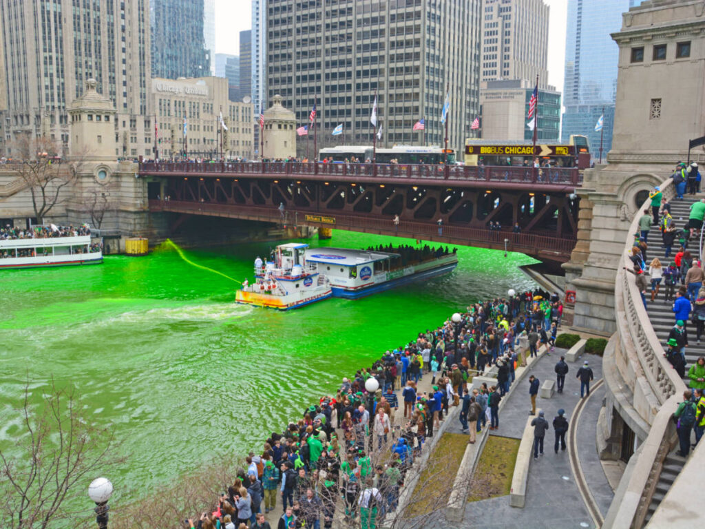 The annual St. Patrick's Day tradition of dying the river green