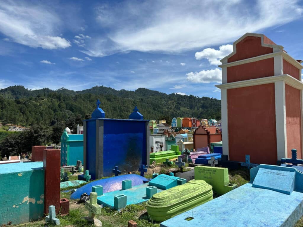 Colorful tombstones at the Chichicastenango Cemetery