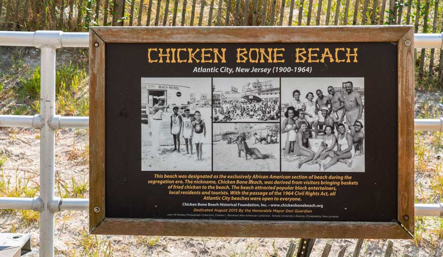 View of a sign in Chicken Bone Beach