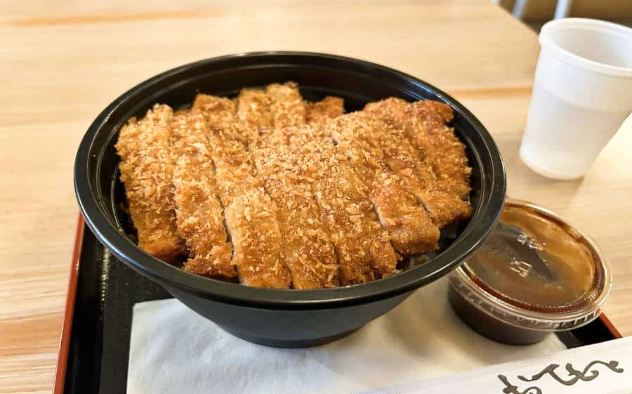 A bowl full of chicken katsu in Donburi Station