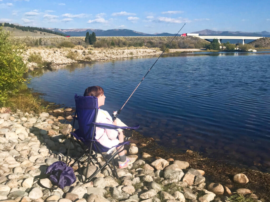 The author's child fishing at Hayden Meadows